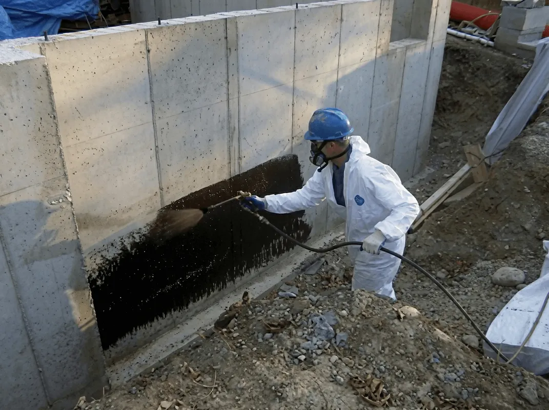 Professional waterproofing the exterior walls of the basement in Cape Coral, FL